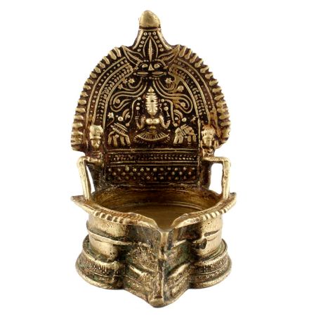 Handmade Brass Oil lamp Engraved Design Indian Pooja Lamp